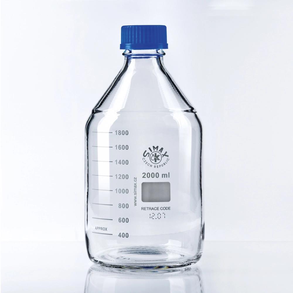 FLACON EN VERRE AUTOCLAVABLE COL ETROIT AVEC BOUCHON