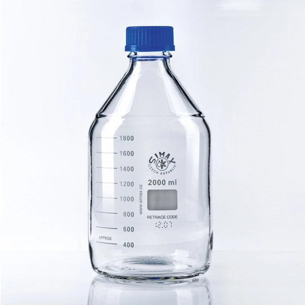 FLACON EN VERRE AUTOCLAVABLE COL ETROIT AVEC BOUCHON